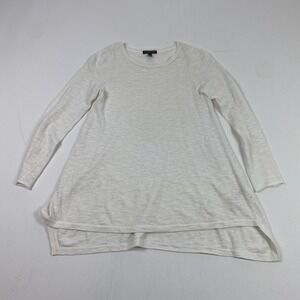 Eileen Fisher Sweater Womens Petite PP Ivory Organic Linen Cotton High Low Tunic
